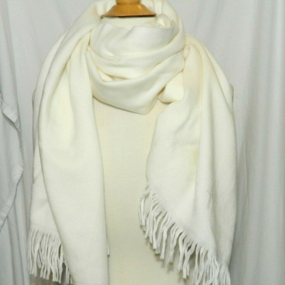 Tory Burch Solid Embossed Oblong New Ivory Scarf - Picture 2 of 4